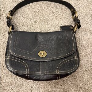Coach black leather shoulder bag
